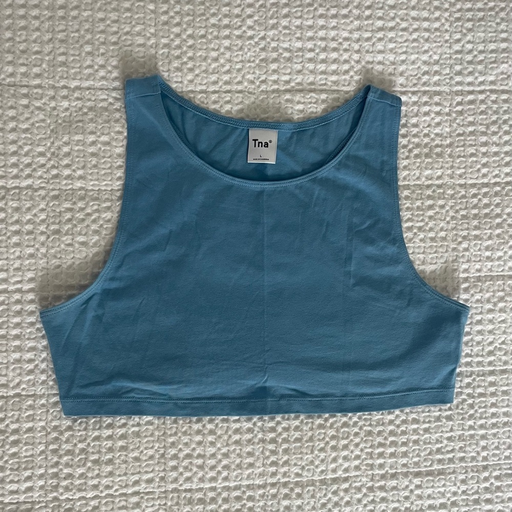 Aritzia TNA Blue Crop Top